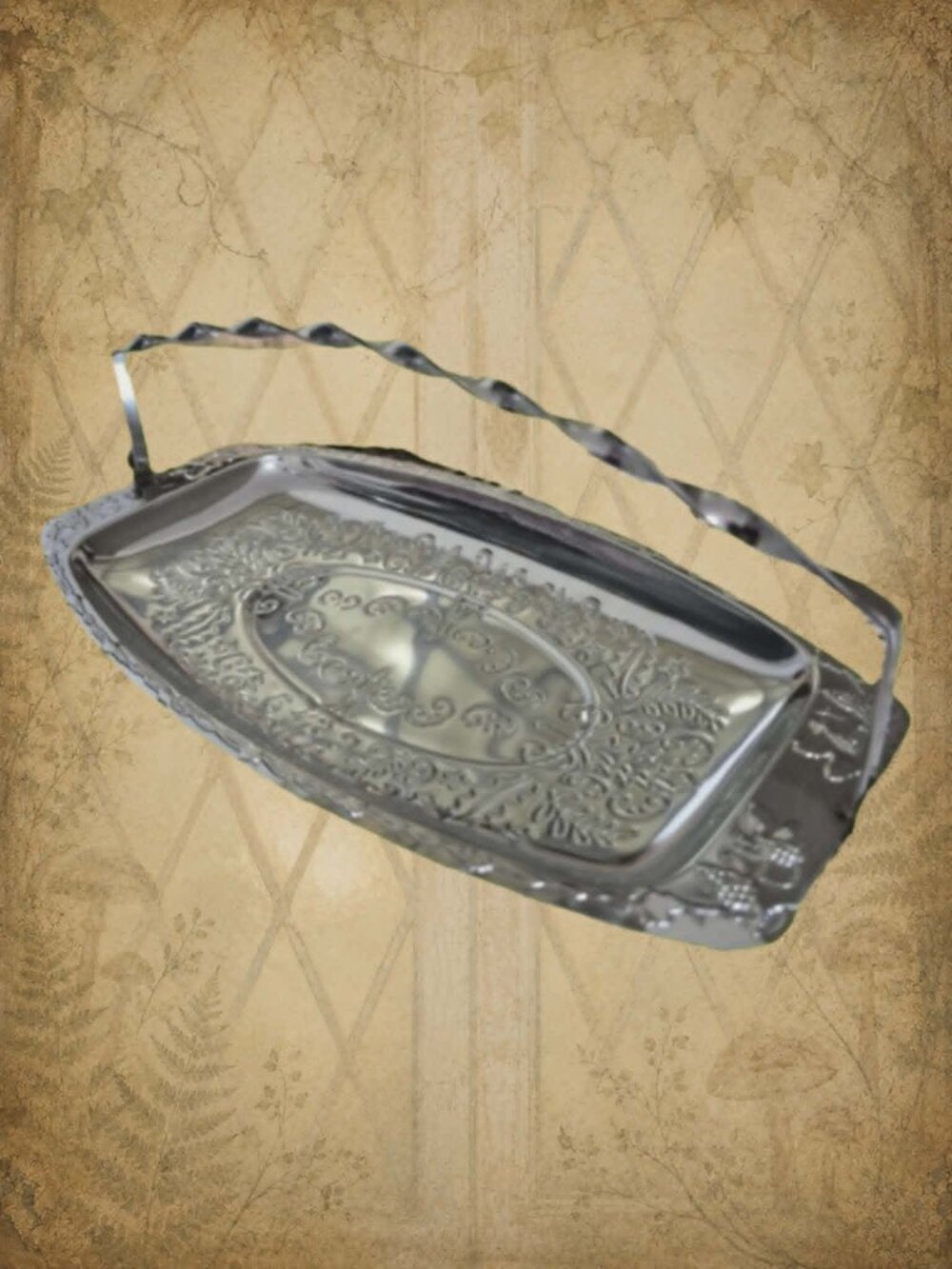 2 Vintage Silver Butter Dishs Folding Handles Serving Tray